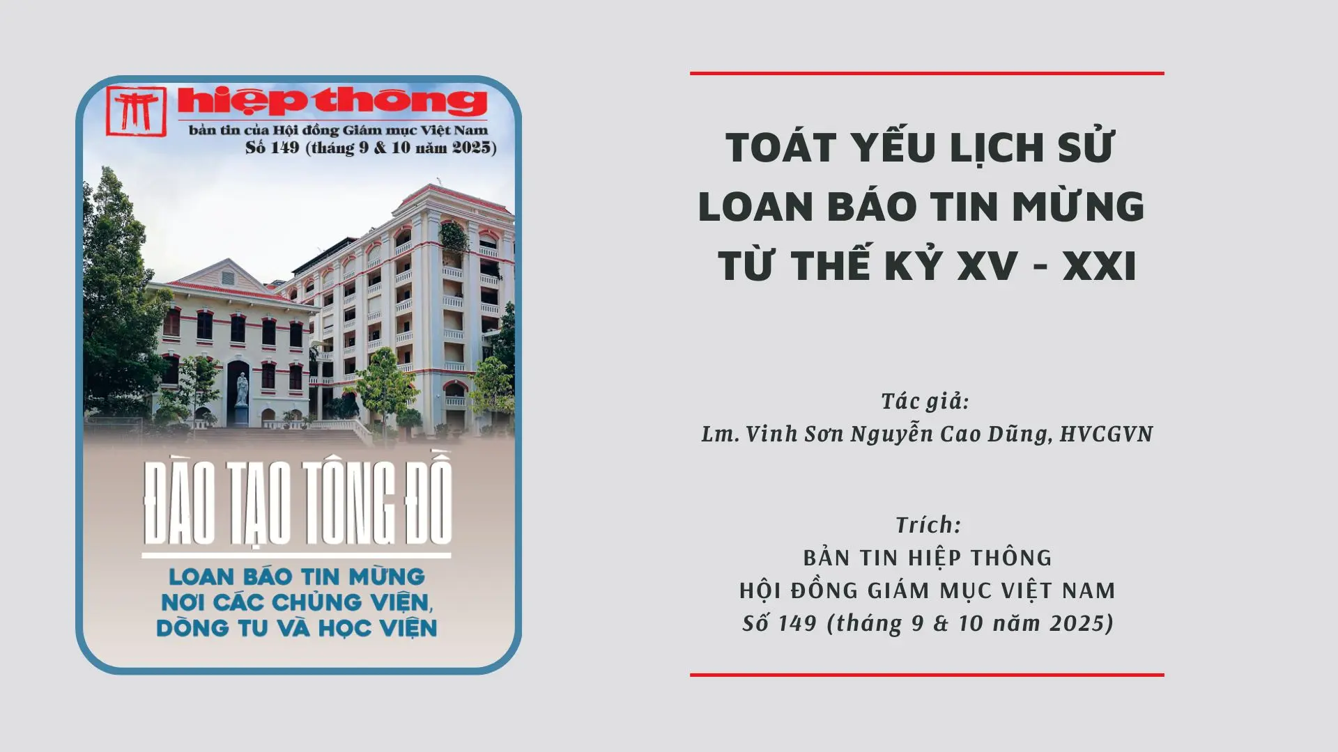 Toát yếu Lịch sử loan báo Tin Mừng từ thế kỷ XV – XXI